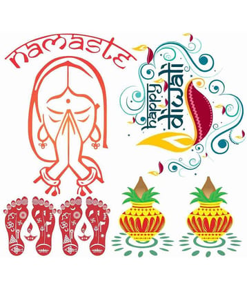 Decor Villa Happy Diwali combo Festive Sticker ( 53 x 55 cms )