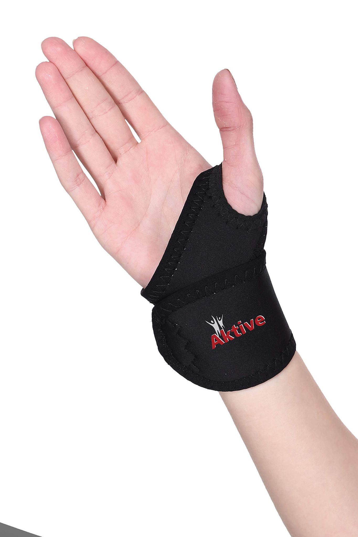 Aktive Support 531 Wrist Wrap With Thumb Hole (Free Size, Black)