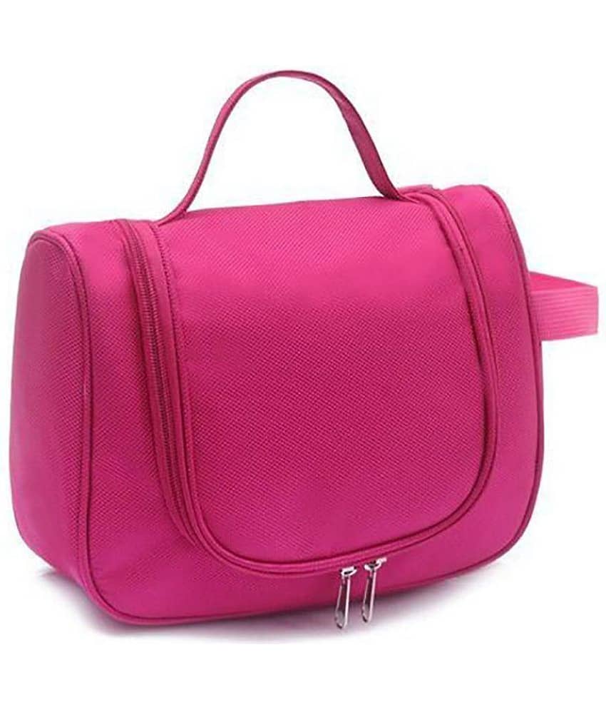 House Of Quirk Pink Toiletry Bag with Hanging Hook