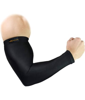 GrandPitstop COOLFIT Arm Sleeves for Athletic Arm Sleeves Perfect for Cricket, Bike Riding, Cycling Lymphedema, Basketball, Baseball, Running & Outdoor Activities (Sold as a Pair) (Black)