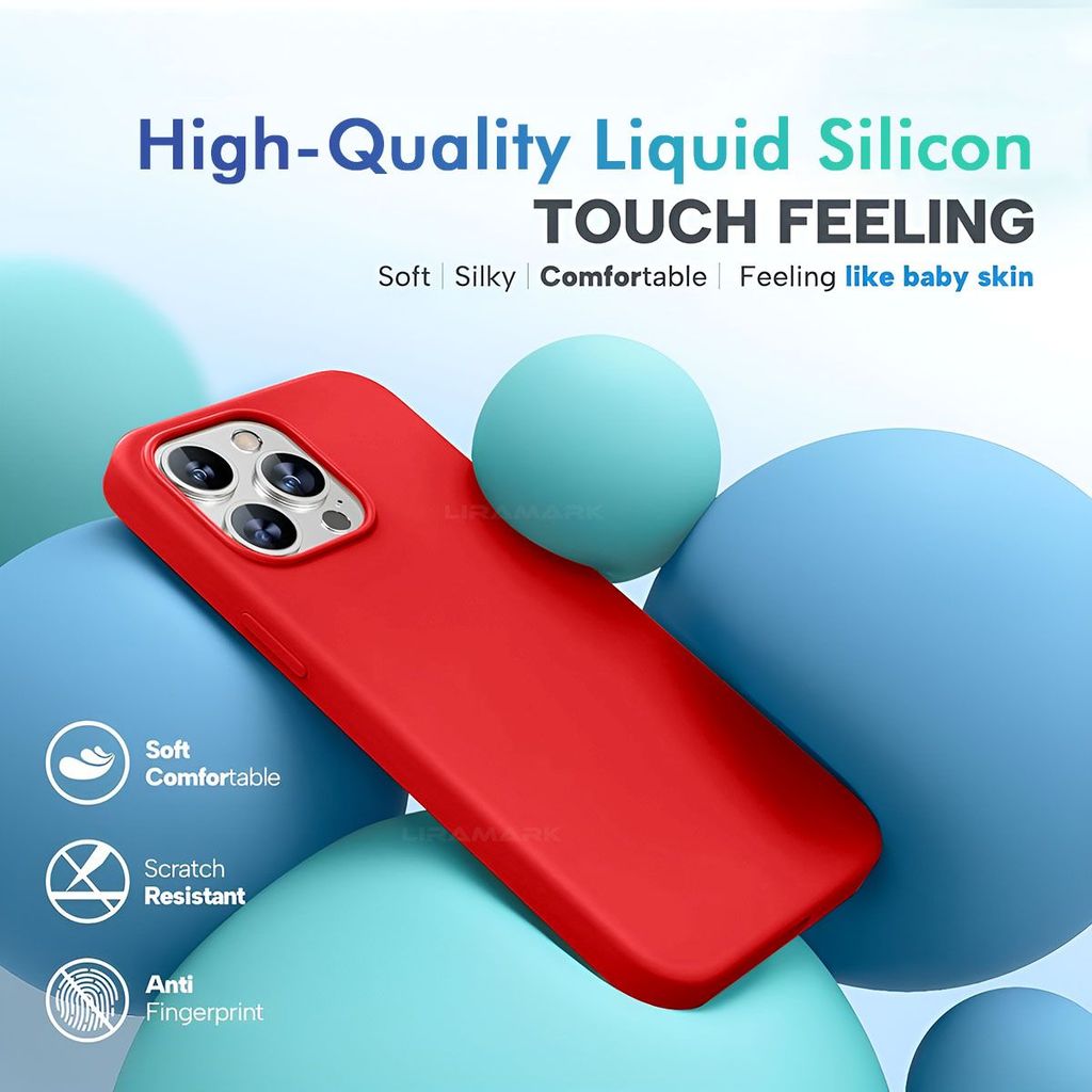 LIRAMARK Liquid Silicone Soft Back Cover Case for iPhone 15 Pro Max (6.7 inch)