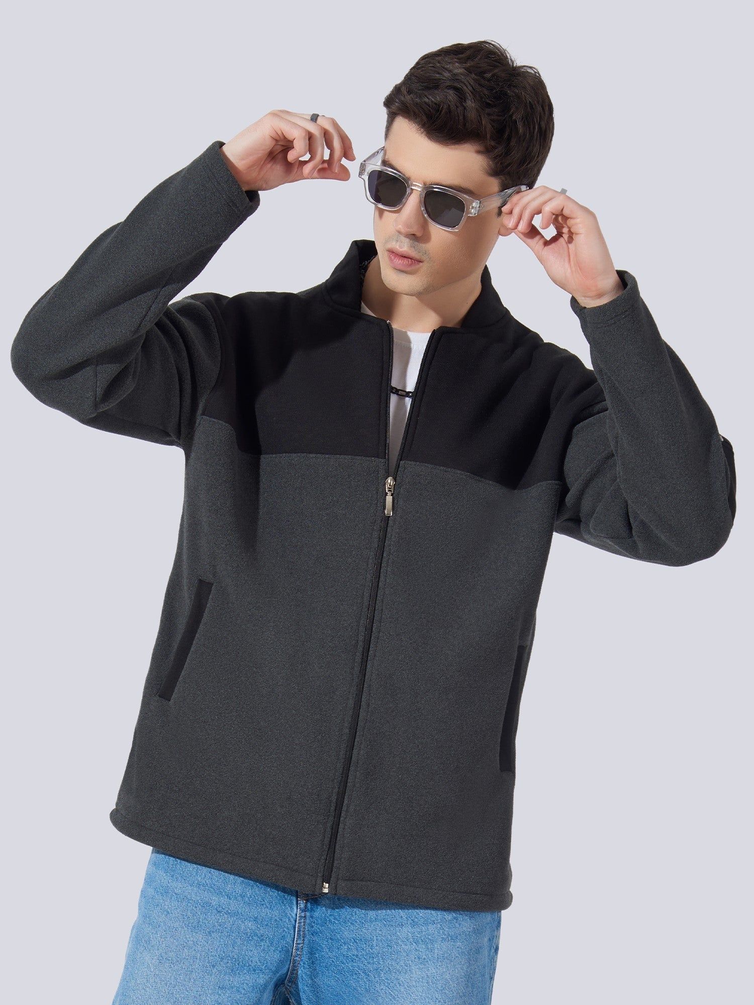 Solid Black, Dark Grey Full Sleeve Shacket-S / Burgundy