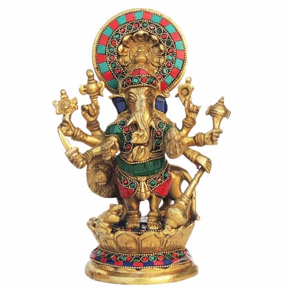 Brass Showpiece Drishti Ganesh Stone Statue (BSMAS878 B)