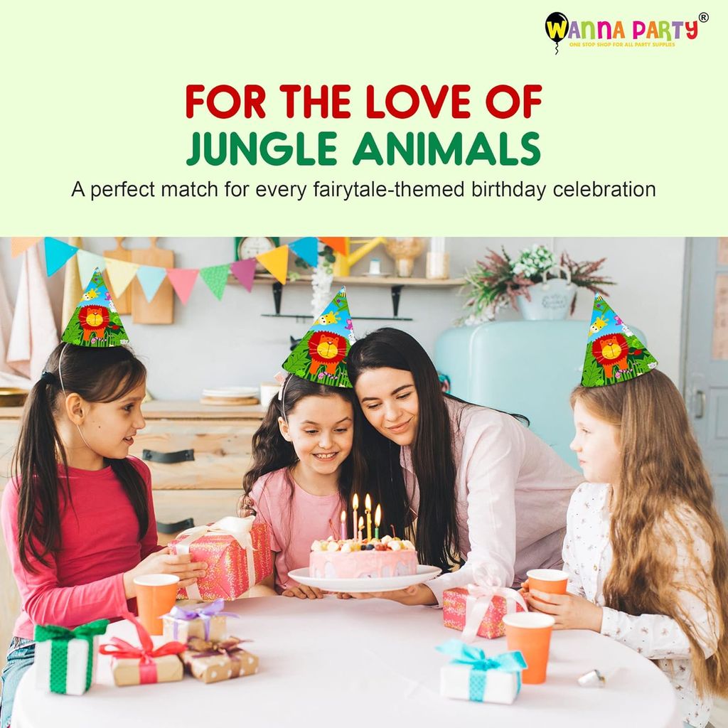 Jungle Animal Party Hats - 8PC