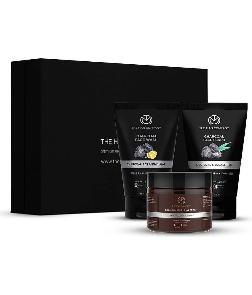 The Man Company Fresh Face Combo (Charcoal face wash+Charcoal Scrub+mositursing Cream)