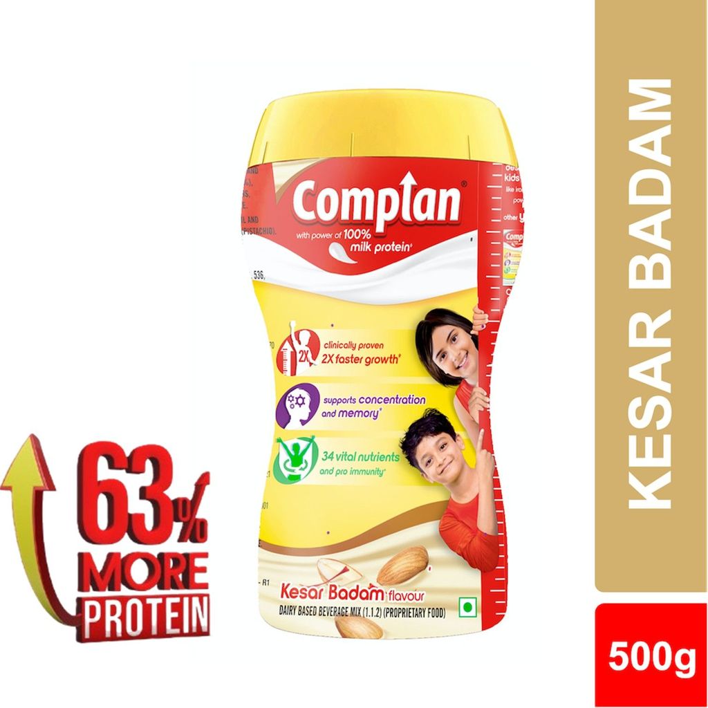 Complan Nutrition Drink Powder for Children, Creamy Classic Flavour, 500 g Jar | Nutrition drink for kids with protein & 34 vital nutrients