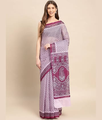 SHANVIKA Cotton Printed Saree Without Blouse Piece ( Purple )