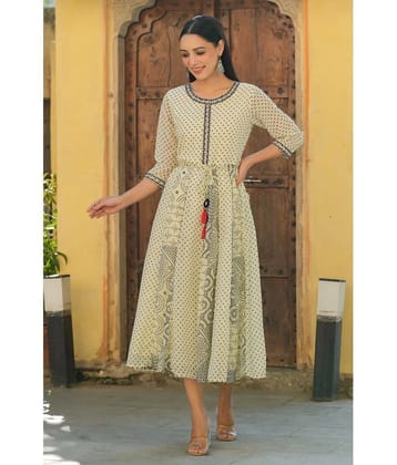 Juniper - Off White Georgette Womens Flared Kurti ( Pack of 1 ) - None