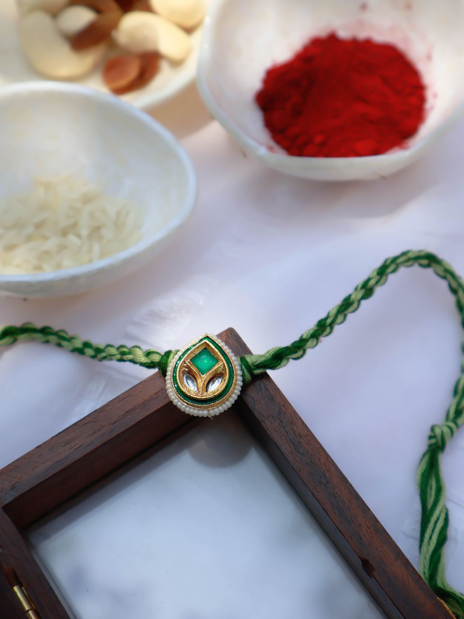 Samay Green Kundan Rakhi-Green
