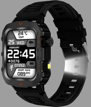 OLIVE OPS Sports Edition Smartwatch | Heart Rate | Steps | Wireless Charging Smartwatch (Black-Grey Strap, 1.73 Inch Big Sunlight Proof Display)
