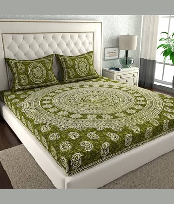 ABHACLOTHO Cotton 1 Double Bedsheet with 2 Pillow Covers ( Brown )