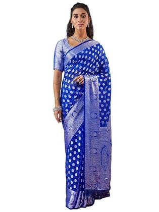 Women Georgette Weaving Banarasi & Stone Work Saree with Unstitched Blouse Piece
