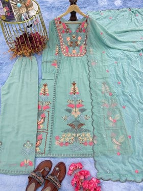 Beautiful Top Plazzo & Dupatta With Heavy Embroidery Work