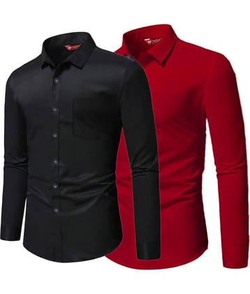 Yugnik Cotton Blend Slim Fit Full Sleeves Men's Formal Shirt - Navy Blue ( Pack of 2 )