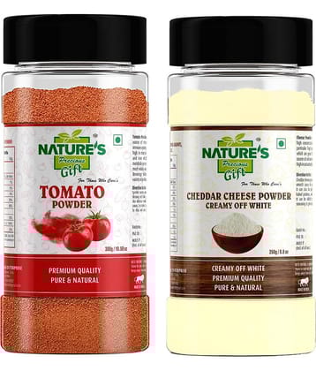 Natures Gift Tomato Powder 300g & Cheddar Cheese Powder 250g - Spice Jar 550 gm Pack of 2