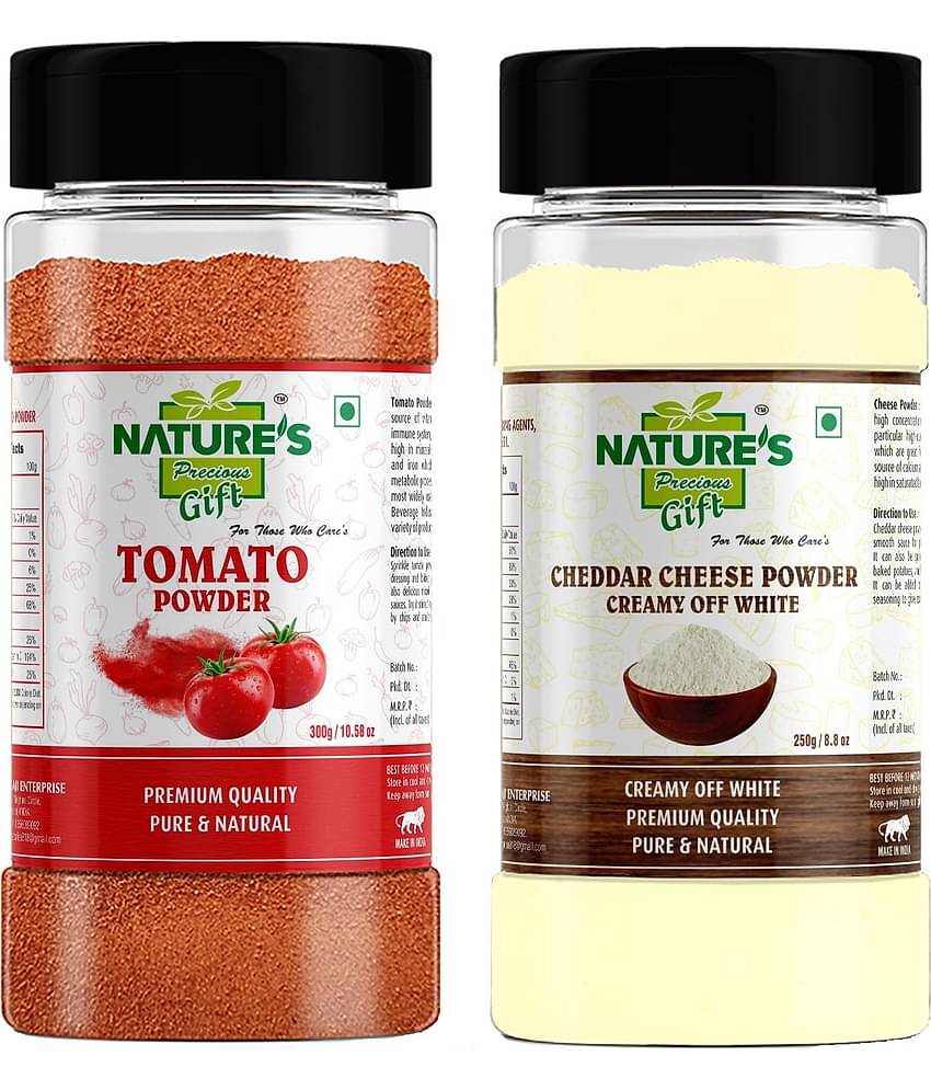 Natures Gift Tomato Powder 300g & Cheddar Cheese Powder 250g - Spice Jar 550 gm Pack of 2