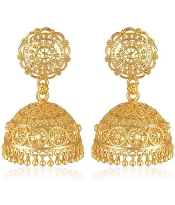 Vighnaharta Golden Jhumki Earrings ( Pack of 1 )