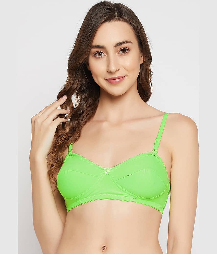 Clovia Cotton Non Padded Women's Balconette Bra ( Green )