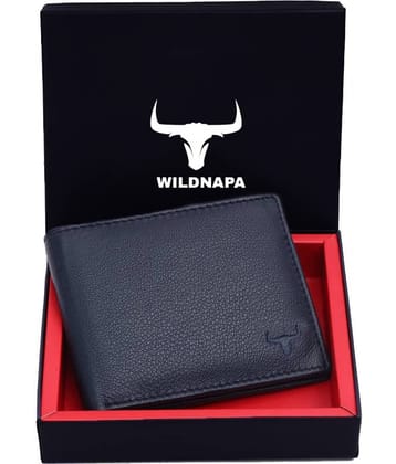 WILDNAPA 100% Leather Solid Men's Regular Wallet With 8 Slots For Card ( Blue , Pack of 1 )