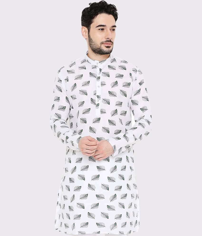 Maharaja - White Cotton Blend Men's Regular Kurta ( Pack of 1 )