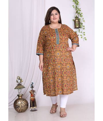 Swasti Cotton Printed Straight Women's Kurti - Mustard ( Pack of 1 )