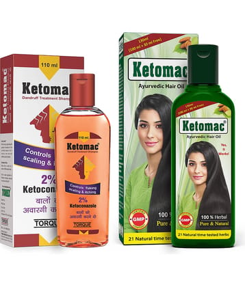 Ketomac Anti Dandruff Shampoo110ml With Ketomac Ayurvedic Anti Hair Fall Oil For Hair Growth 130ml