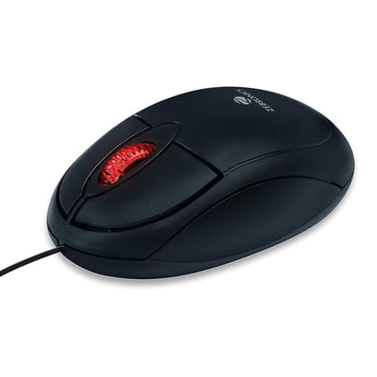Zebronics Rise, Wired Optical Mouse, 3 Buttons, High Precision, 1200 DPI, Works on Most Surfaces, Plug & Play, USB Interface, 1.2m Cable Length