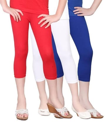 Sini Mini Pack of 3 Girls Cotton Capris ( Multi )