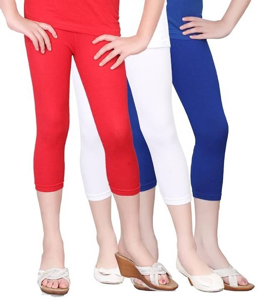Sini Mini Pack of 3 Girls Cotton Capris ( Multi )