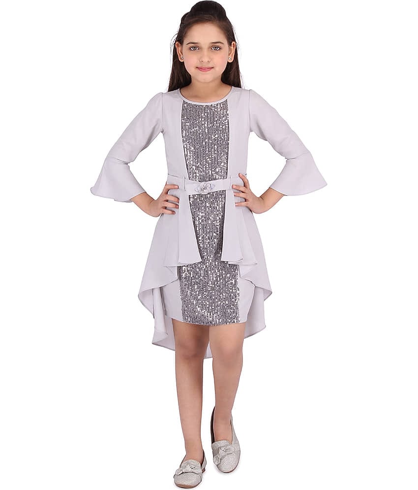 Cutecumber Georgette A-line For Girls ( , Grey )
