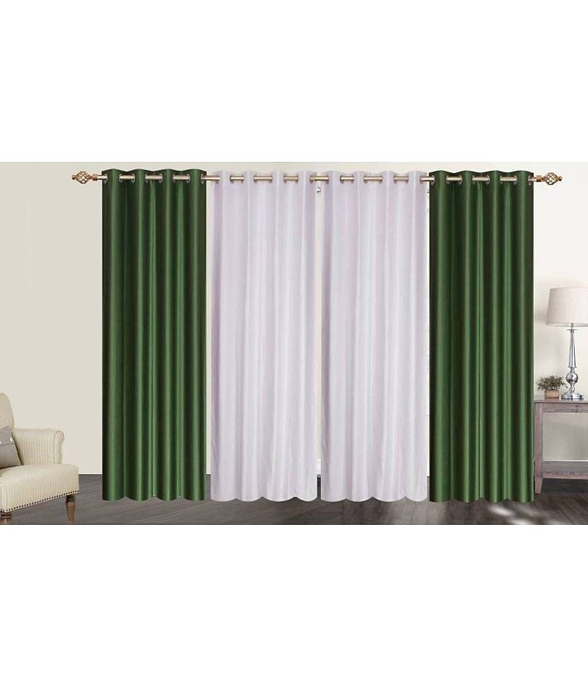 N2C Home Solid Semi-Transparent Eyelet Curtain 5 ft ( Pack of 4 ) - Multicolor