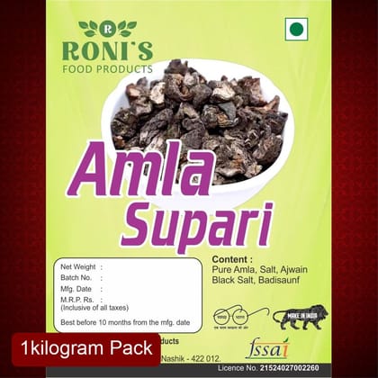 Roni's Amla Supari (1Kg) | Salted and Dried Amla Mouth Freshener | Natural Mukhwas | Digestive After-Meal Snack