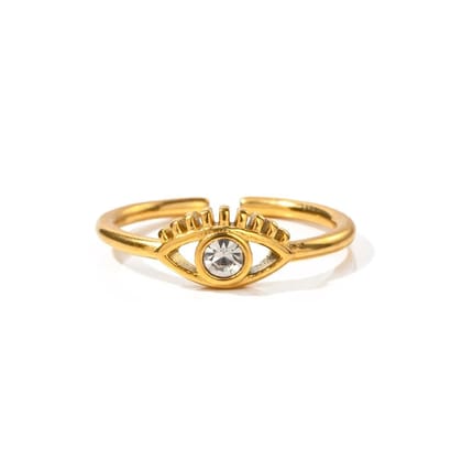 Zircon Evil Eye Stainless Steel Ring