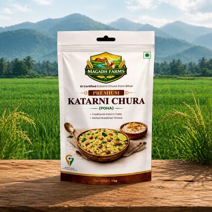 Magadh Farms GI Tagged Katarni Chura (Poha) from Bhagalpur, Bihar | Premium Flattened Rice | Aromatic, Light & Easy to Digest | Traditional & Healthy Breakfast | 1kg