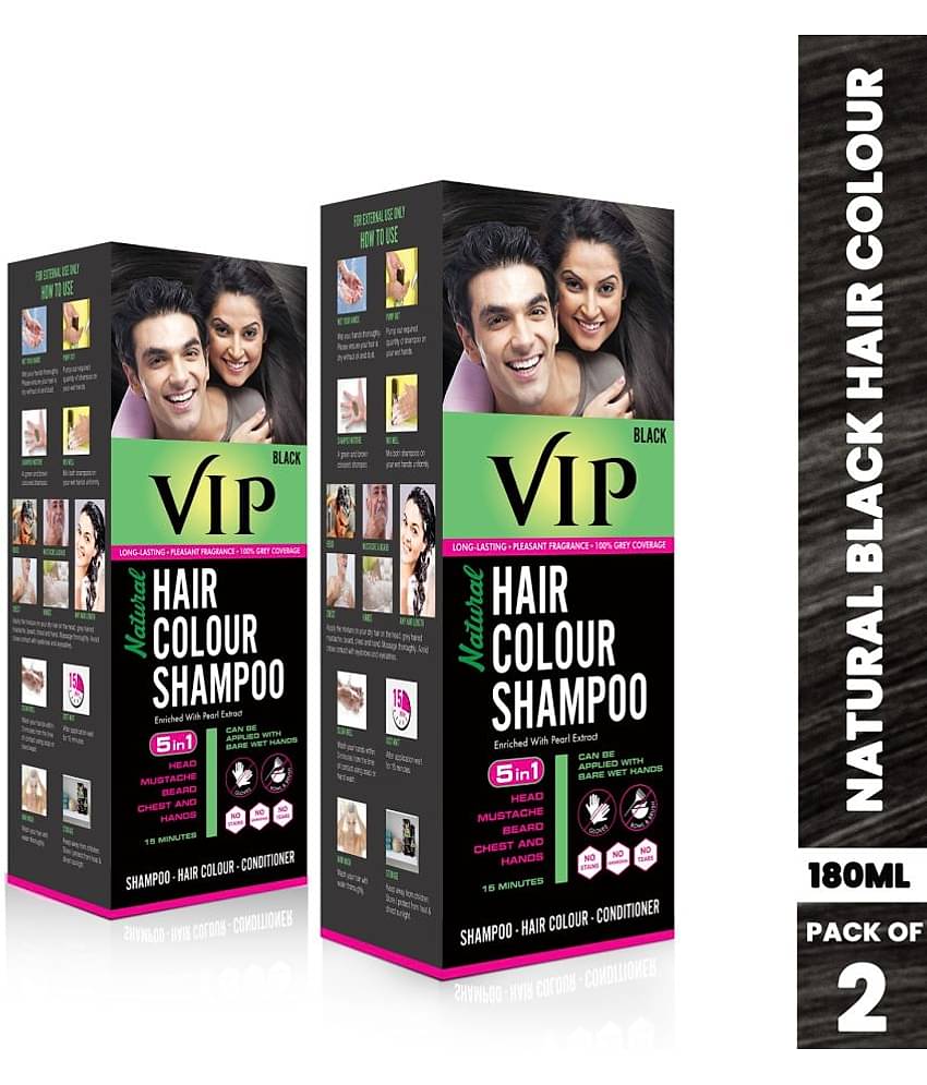 VIP Hair Colour Shampoo Natural Permanent Hair Color 180 mL Black