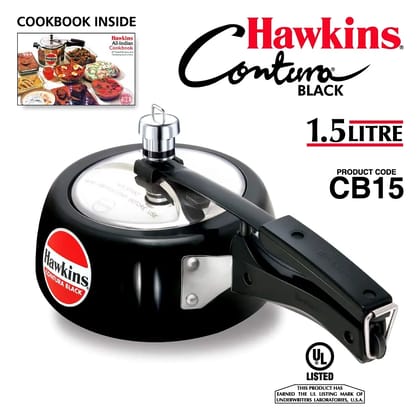 Hawkins Contura Hard Anodised Aluminium Pressure Cooker, 1.5 Liters(CB15) by Mahavir Home Store Hawkins Contura Hard Anodised Aluminium Pressure Cooker, 1.5 Liters(CB15) by Mahavir Home Store