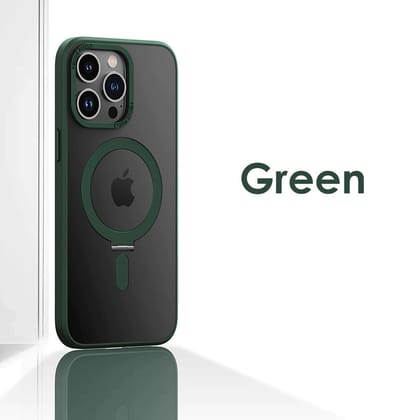 iPhone Series Magnetic Adsorption Matte Finish Magsafe Case With Aluminum Alloy Stand-iPhone 14 Pro / Green
