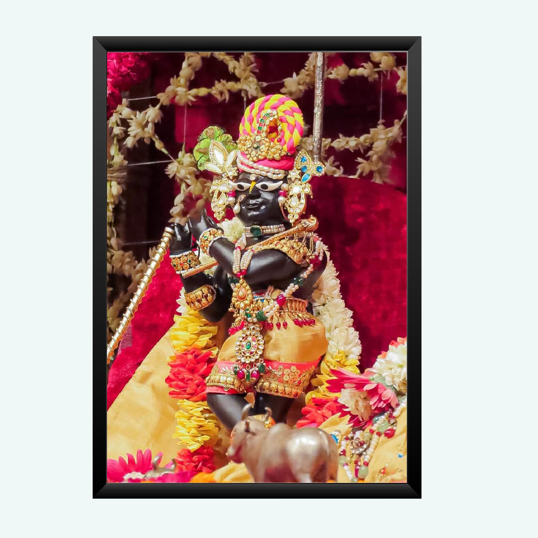 NOKKES Radha Raman ji Vrindavan Radha Raman Thakur Ji Photo Frames Religious Photo frame 5X7 Inch Photo Frame_QWW98