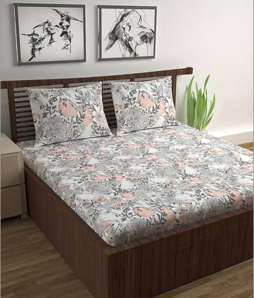 DIVINE CASA Cotton Double Bedsheet ( Peach )
