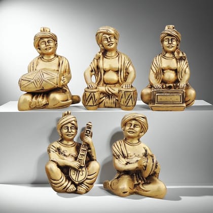 Brass Showpiece Musical Instrumental Statue, Set Of 5 Pieces, Height : 5 Inch (BSMAS1698 E)