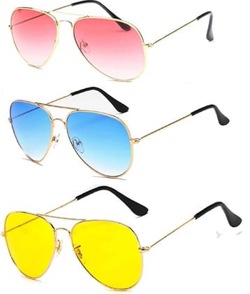 Elligator Multicolor Rectangular Sunglasses ( Pack of 5 ) - Medium