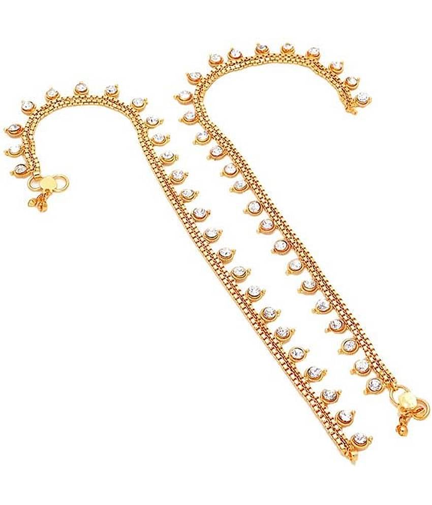 Jewar Mandi Gold Plated Pair Of Anklets