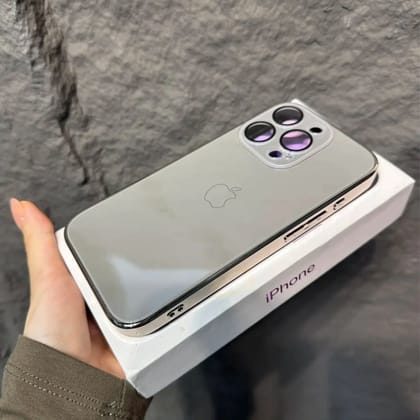iPhone 15 Pro Premium Glass Finish Back Cover-Titanium Grey