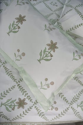 Green Jaal Hand Block Cotton Jaipuri Bedsheet - King (90 x 108) inches bedsheet