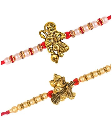 Vighnaharta Ganesh combo Gold and Rhodium Plated Alloy  Rakhi for Lovely Brother[VFJ1111-1156RKG] - None
