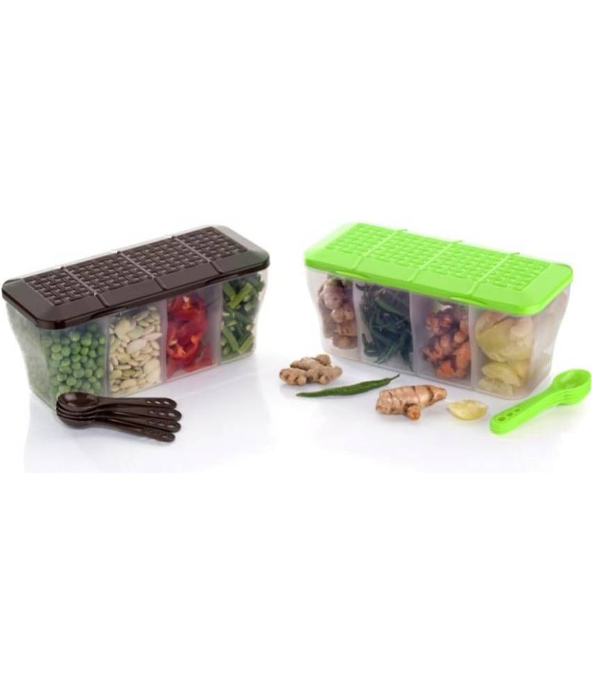 MAGICSPOON Plastic Multicolor Multi-Purpose Container ( Set of 2 )