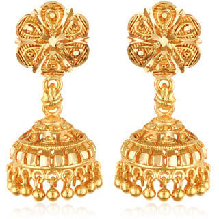 South Screw back alloy Gold plated Jhumki, Jhumka, Jhumkas Earring for Women and Girls VFJ1494ERG