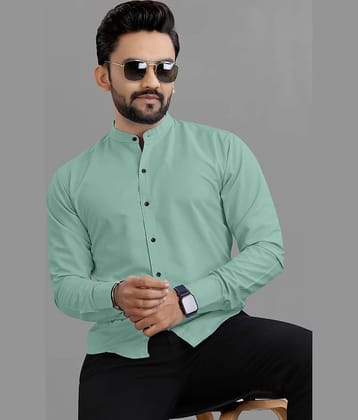 VTEXX Cotton Blend Regular Fit Solids Full Sleeves Men's Casual Shirt - Sea Green ( Pack of 1 )