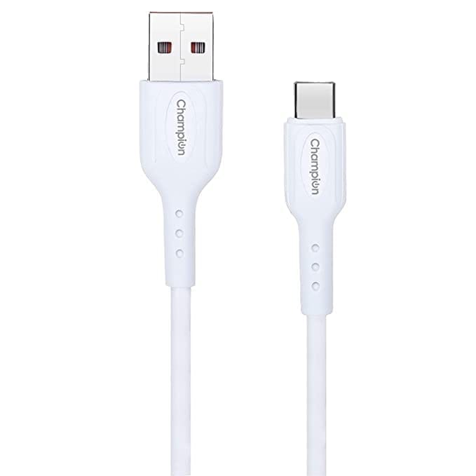 Champion USB to Type-C 3Amp Data Sync & Charging Cable PVC for all Android & USB Type-C Devices (White)
