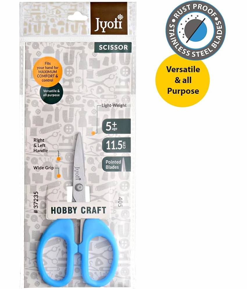 Jyoti Scissor for Hobby Craft Use - 405 (4 Inch) Stainless Steel Blades with Plastic Handle, Lightweight & Versatile - Pack of 10